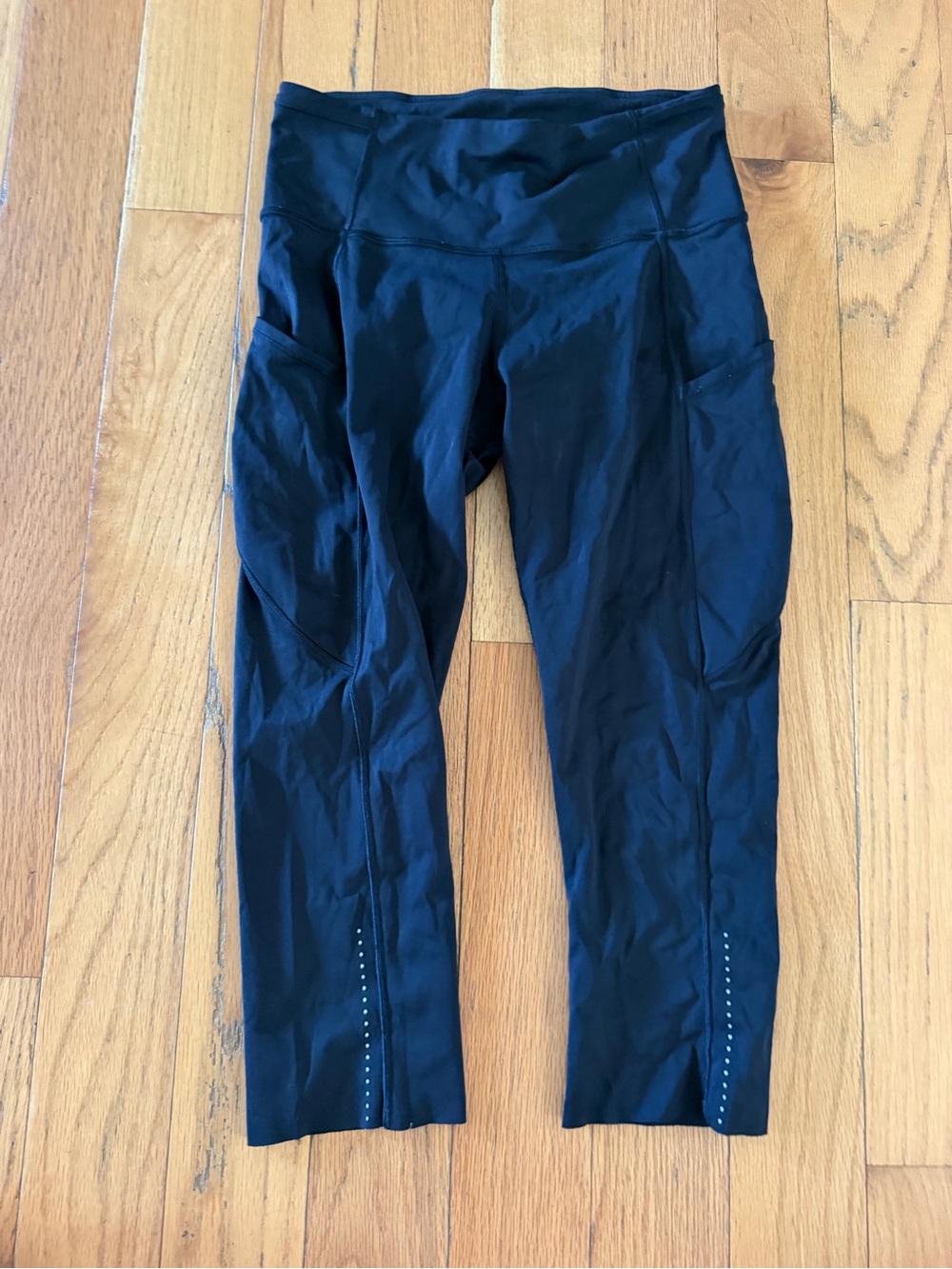 Lululemon Fast and Free Capri Leggings Black Nulux 19" Size 6 Running Training